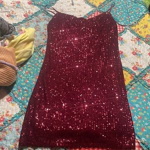 Red sequins dress